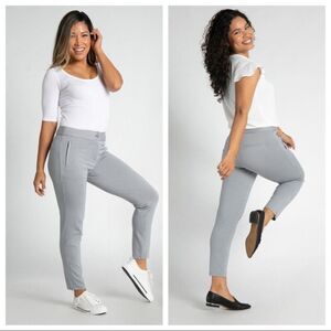 Betabrand Gray Pinstripe Cigarette Side Zip Skinny Leg Dress Pants Size M Petite